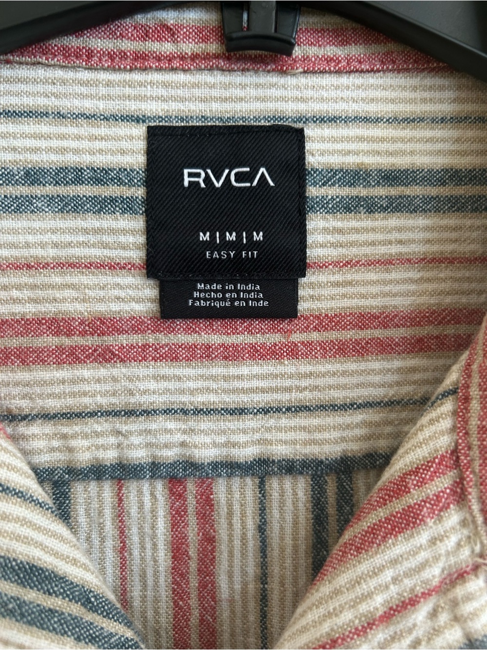 RVCA Men’s Red,Blue,Beige Striped Linen Easy Fit Shirt